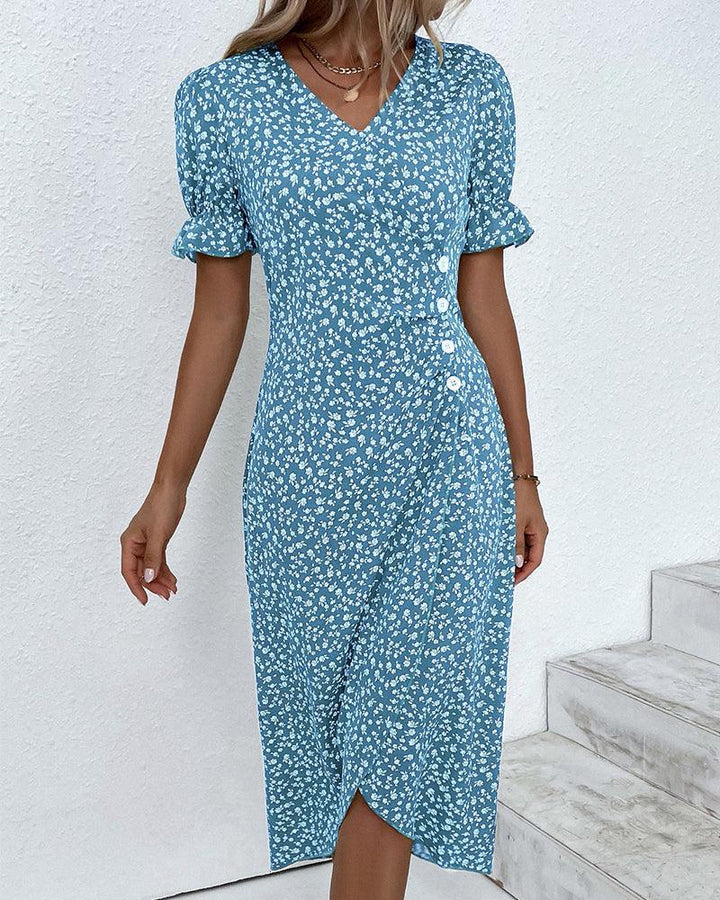 Charlene | Woman’s Fresh Bloom Polka Dot V-Neck Dress