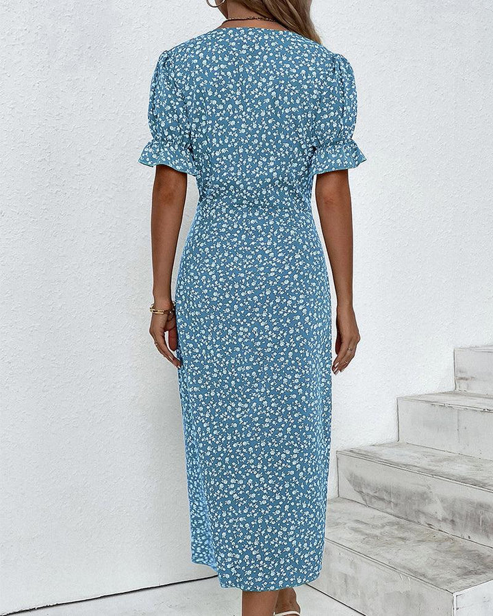 Charlene | Woman’s Fresh Bloom Polka Dot V-Neck Dress