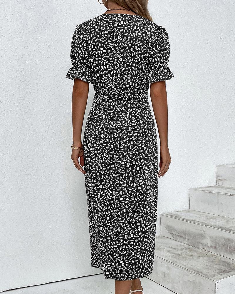 Charlene | Woman’s Fresh Bloom Polka Dot V-Neck Dress
