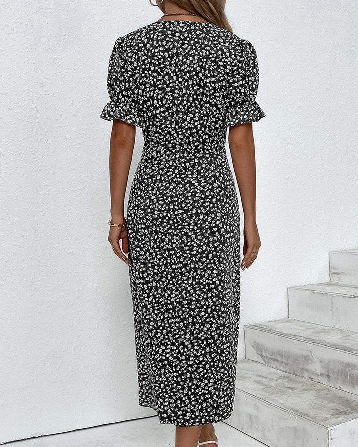 Charlene | Woman’s Fresh Bloom Polka Dot V-Neck Dress