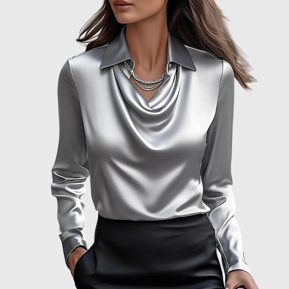 Brooklyn | Woman’s Satin Cowl Neck Blouse Elegant Blouse