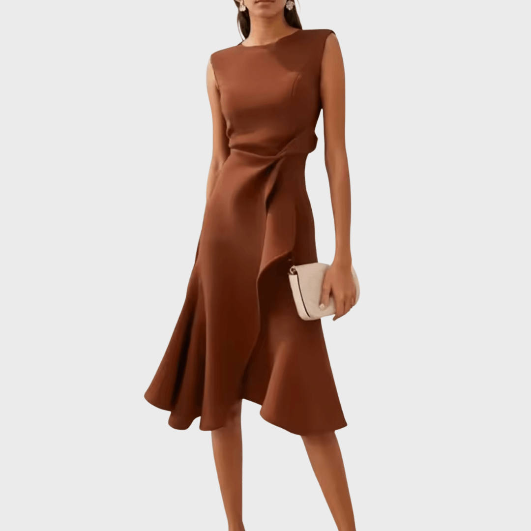 Sheila | Woman’s Draped Asymmetric Midi Wedding Guest Dress