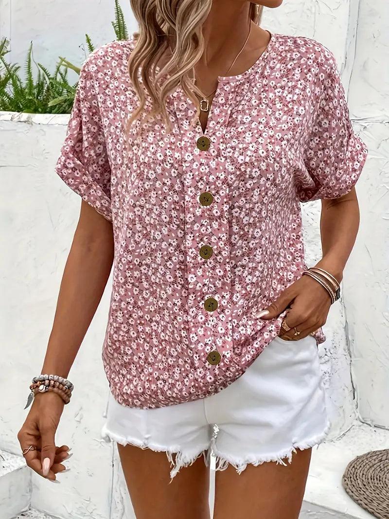 Verna| Woman’s Casual Floral Summer Vacation Top