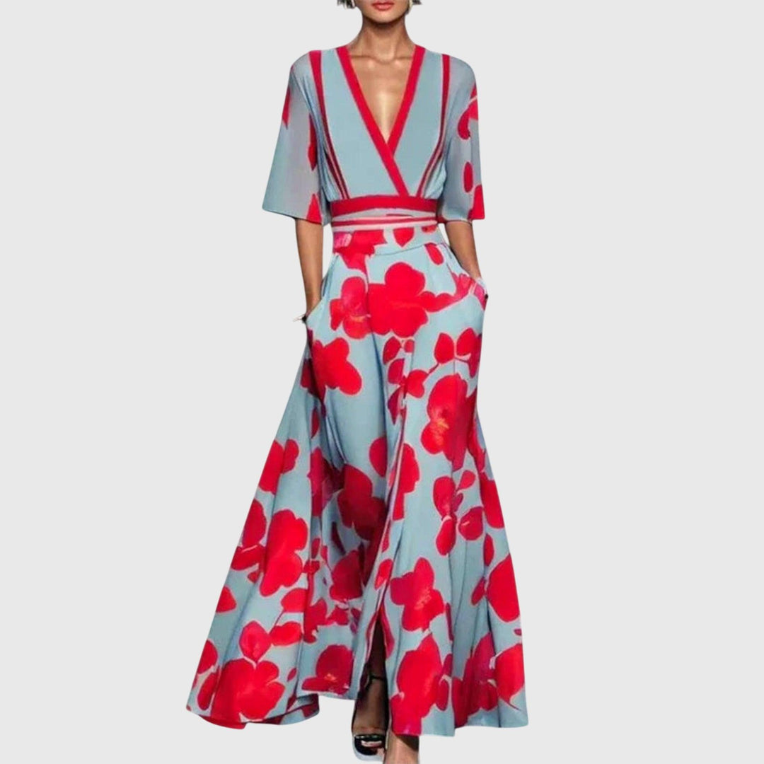 Leila | Woman’s Elegant Floral Wrap Maxi Dress