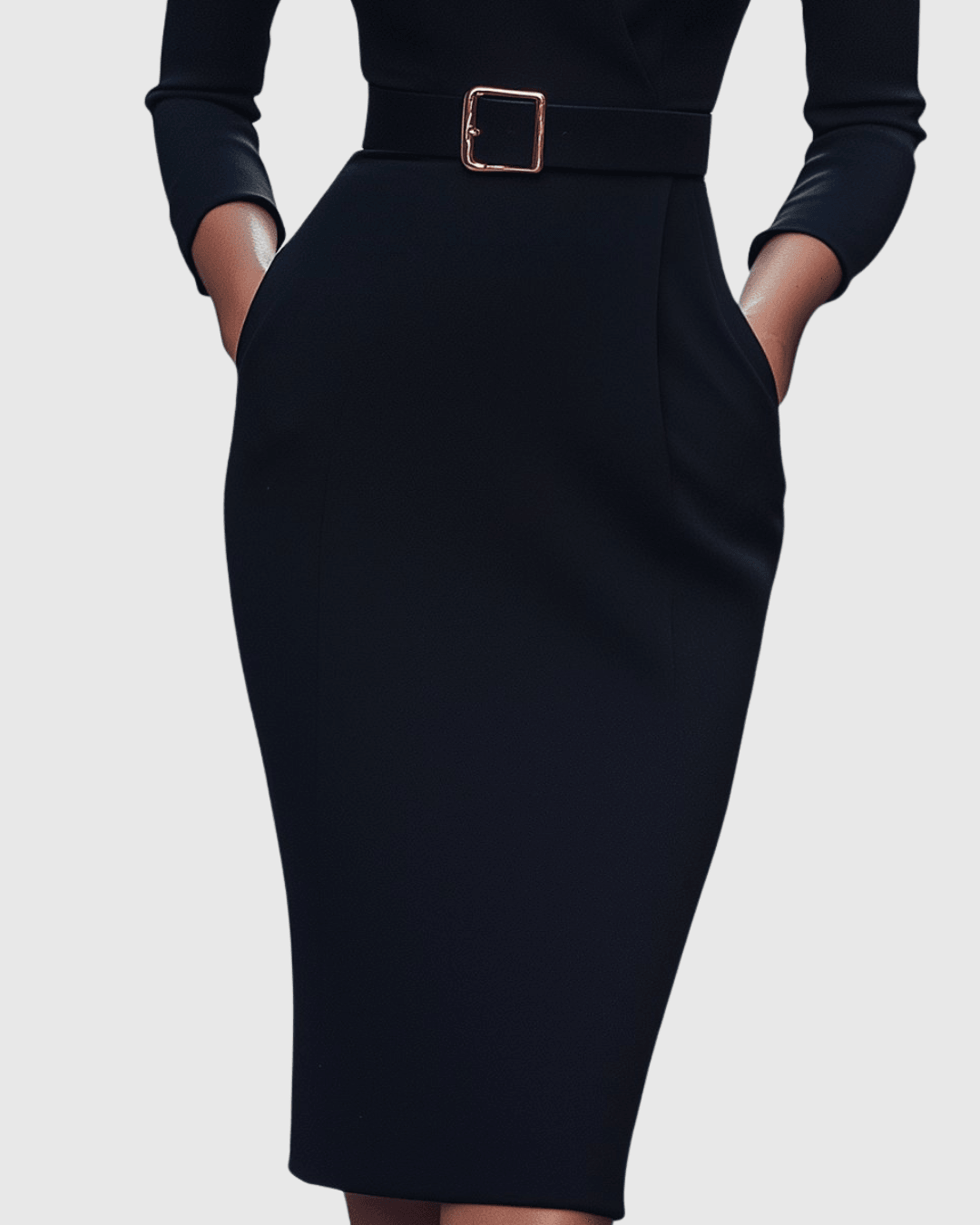 Claribel | Elegant Belted Bodycon Midi Dress for Women