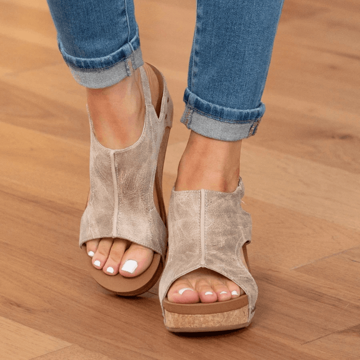 Linda | Suede Wedge Sandals for Woman