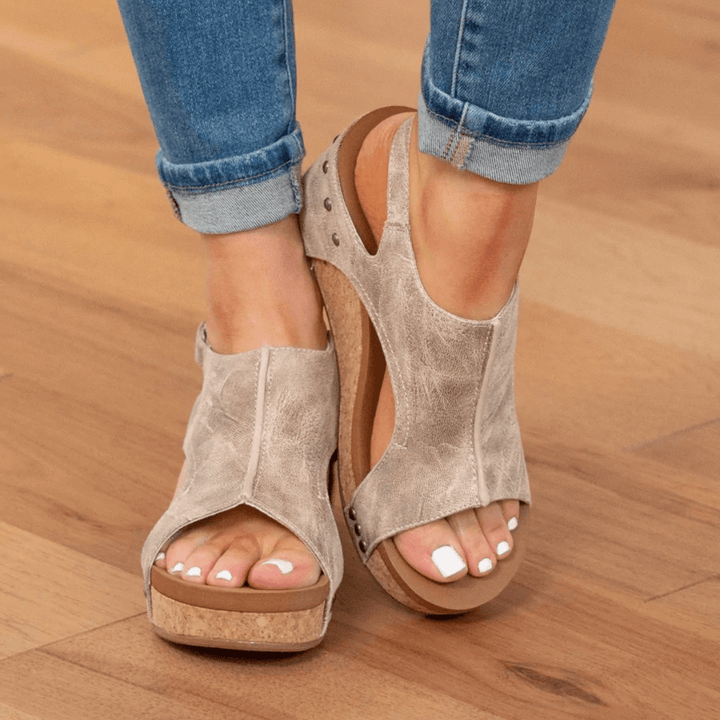 Linda | Suede Wedge Sandals for Woman