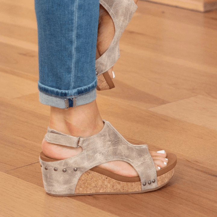 Linda | Suede Wedge Sandals for Woman