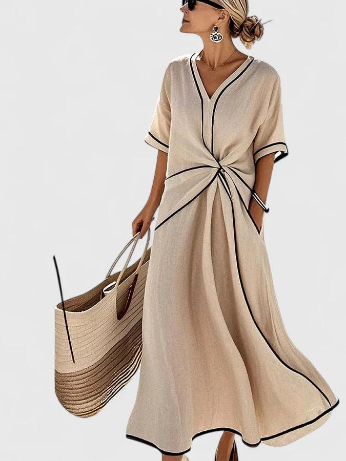 Erykahhh | Woman’s Relaxed Fit V-Neck Maxi Dress with Pockets