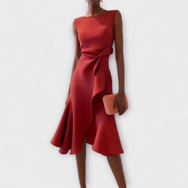 Sheila | Woman’s Draped Asymmetric Midi Wedding Guest Dress