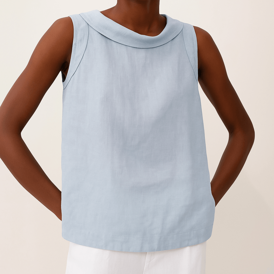 Maria| Woman’s Sleeveless Roll Collar Top