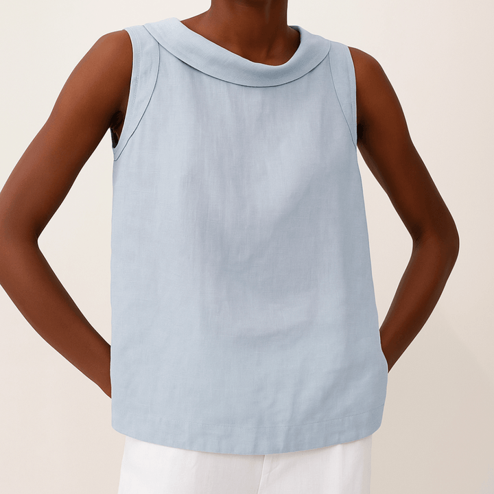 Maria| Woman’s Sleeveless Roll Collar Top