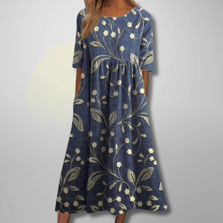 Gail| Woman’s Relaxed Floral Midi Dress Casual Wear