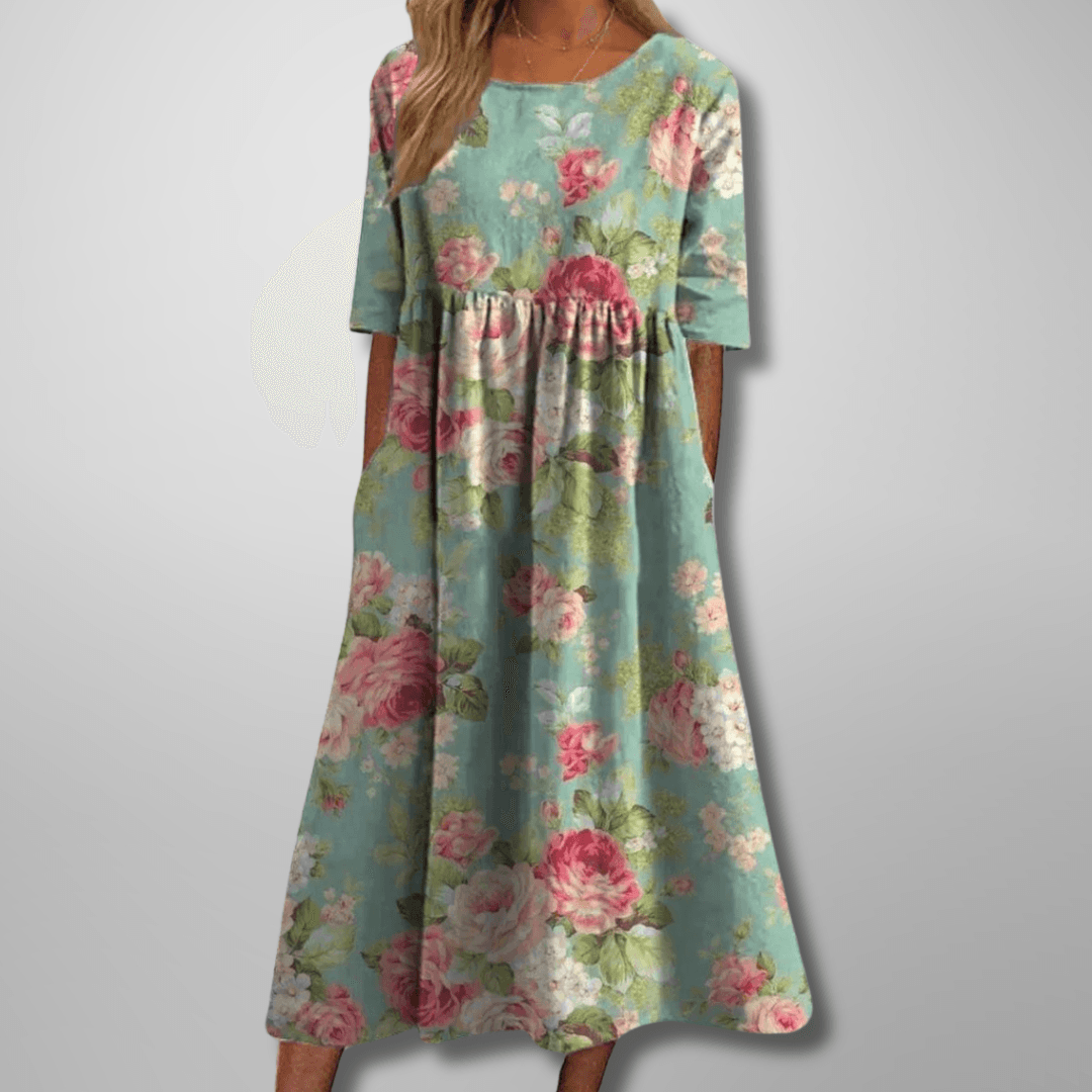 Gail| Woman’s Relaxed Floral Midi Dress Casual Wear