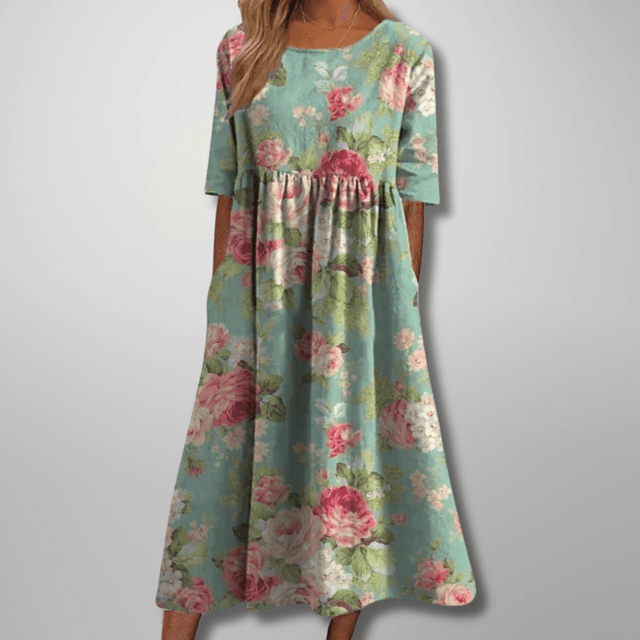 Gail| Woman’s Relaxed Floral Midi Dress Casual Wear