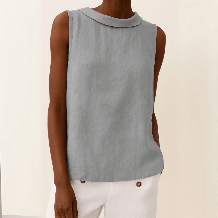 Maria| Woman’s Sleeveless Roll Collar Top