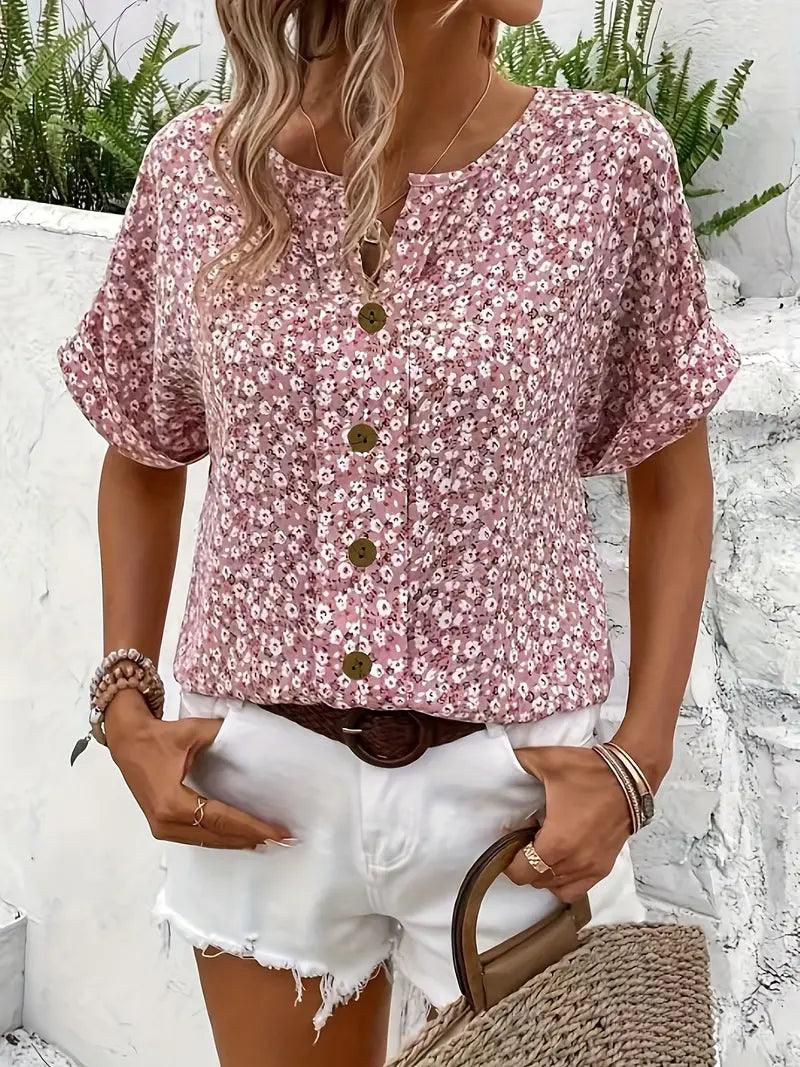 Verna| Woman’s Casual Floral Summer Vacation Top