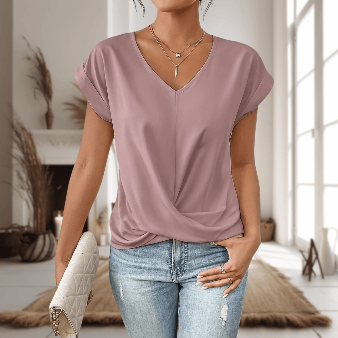 Elle | Woman’s Casual Sweetheart Neck T-Shirt