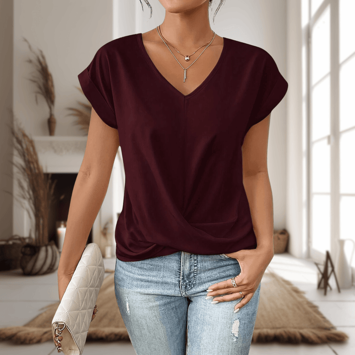 Elle | Woman’s Casual Sweetheart Neck T-Shirt