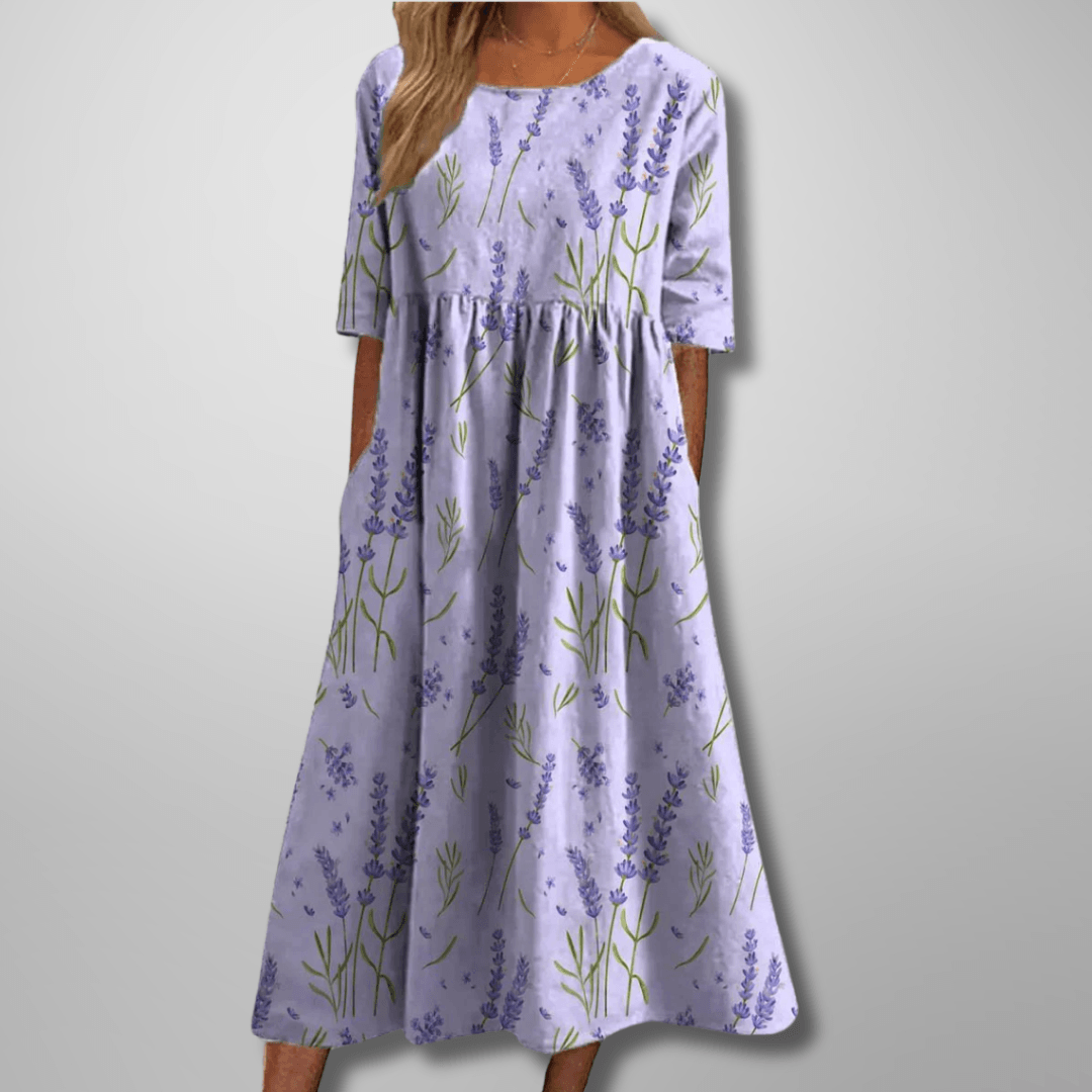 Gail| Woman’s Relaxed Floral Midi Dress Casual Wear