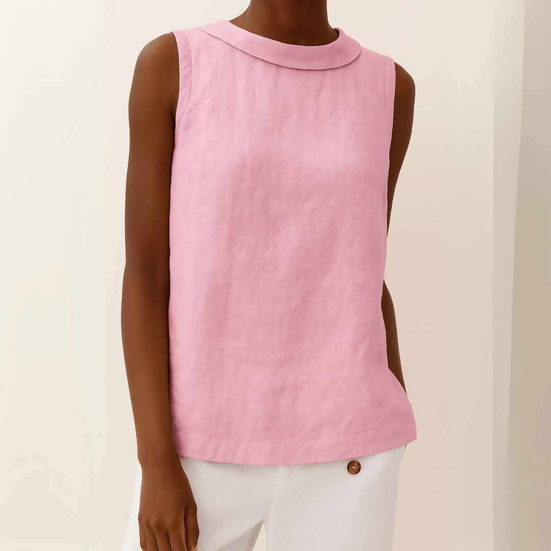 Maria| Woman’s Sleeveless Roll Collar Top
