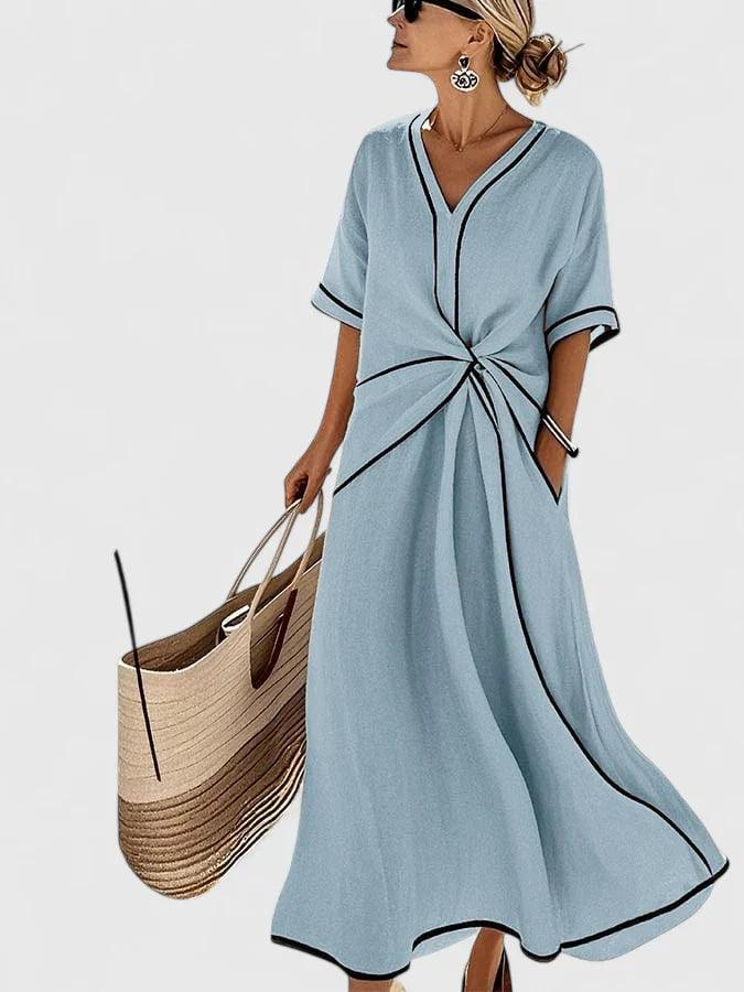 Erykahhh | Woman’s Relaxed Fit V-Neck Maxi Dress with Pockets