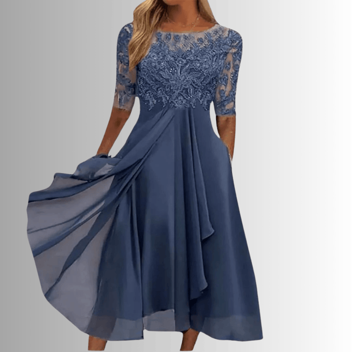 Rhonda | Woman’s Elegant Lace Midi Evening Dress