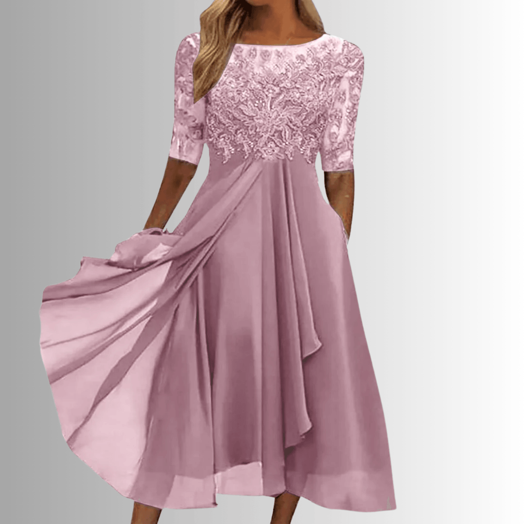 Rhonda | Woman’s Elegant Lace Midi Evening Dress