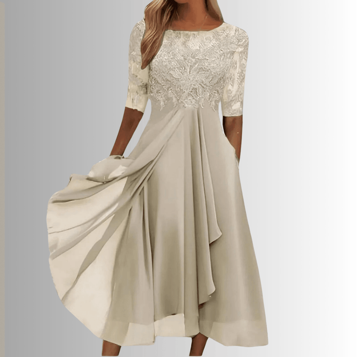 Rhonda | Woman’s Elegant Lace Midi Evening Dress
