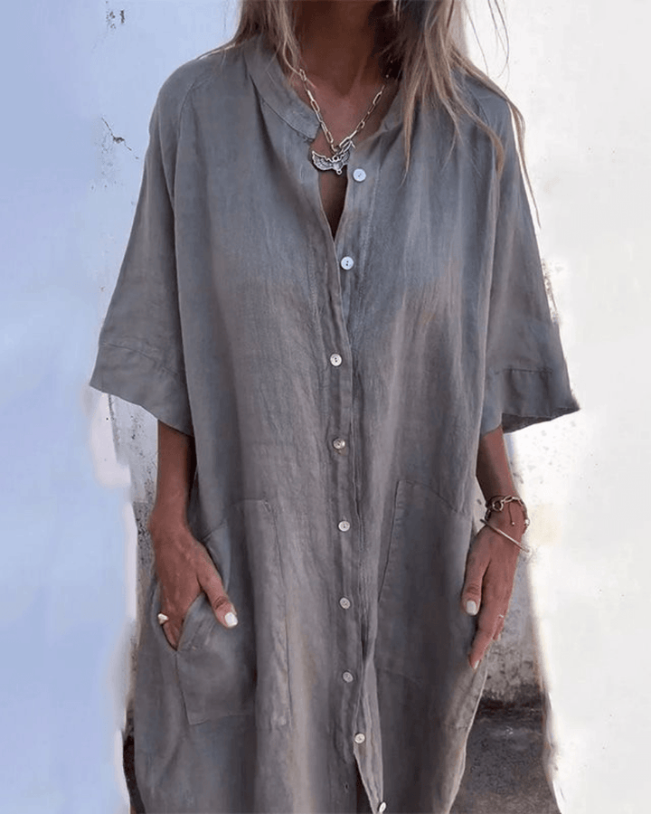 Valerie| Woman’s Boho Shirt Dress Linen Casual Wear
