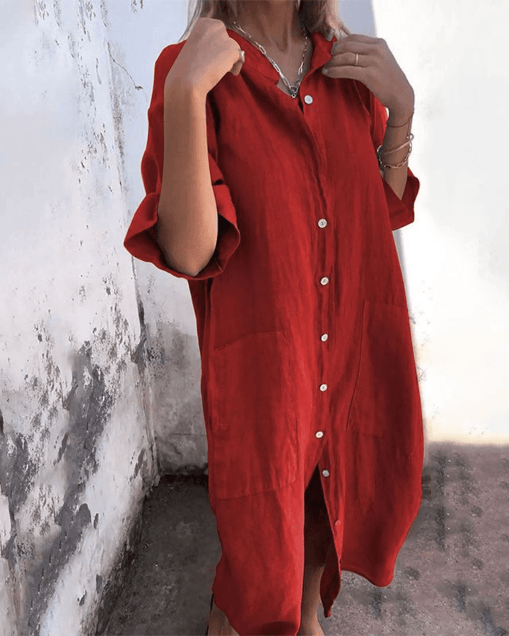 Valerie| Woman’s Boho Shirt Dress Linen Casual Wear