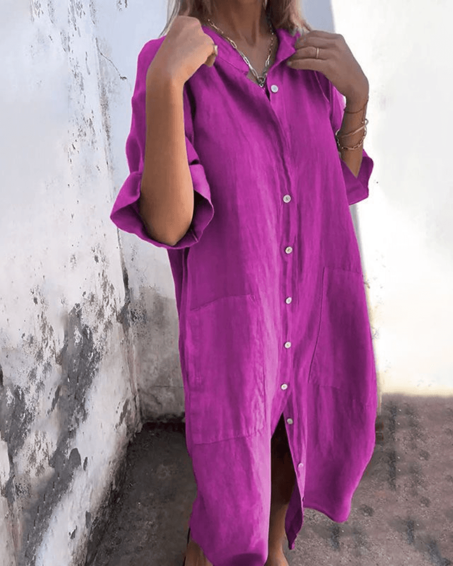 Valerie| Woman’s Boho Shirt Dress Linen Casual Wear