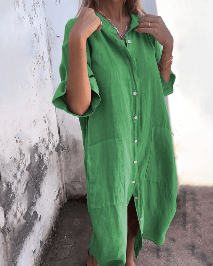 Valerie| Woman’s Boho Shirt Dress Linen Casual Wear