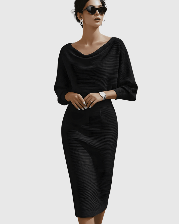Ismeria | Woman’s White Draped Batwing Midi Dress Evening Cocktail Dress