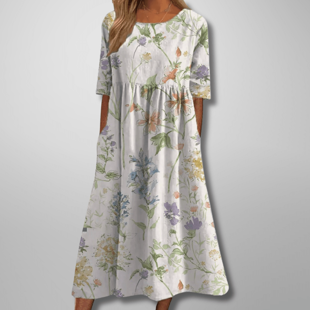 Gail| Woman’s Relaxed Floral Midi Dress Casual Wear