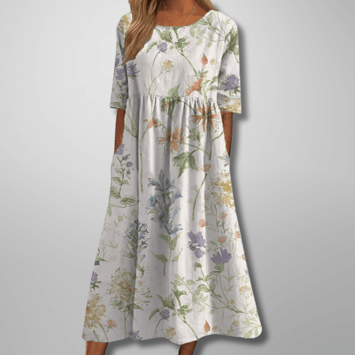 Gail| Woman’s Relaxed Floral Midi Dress Casual Wear