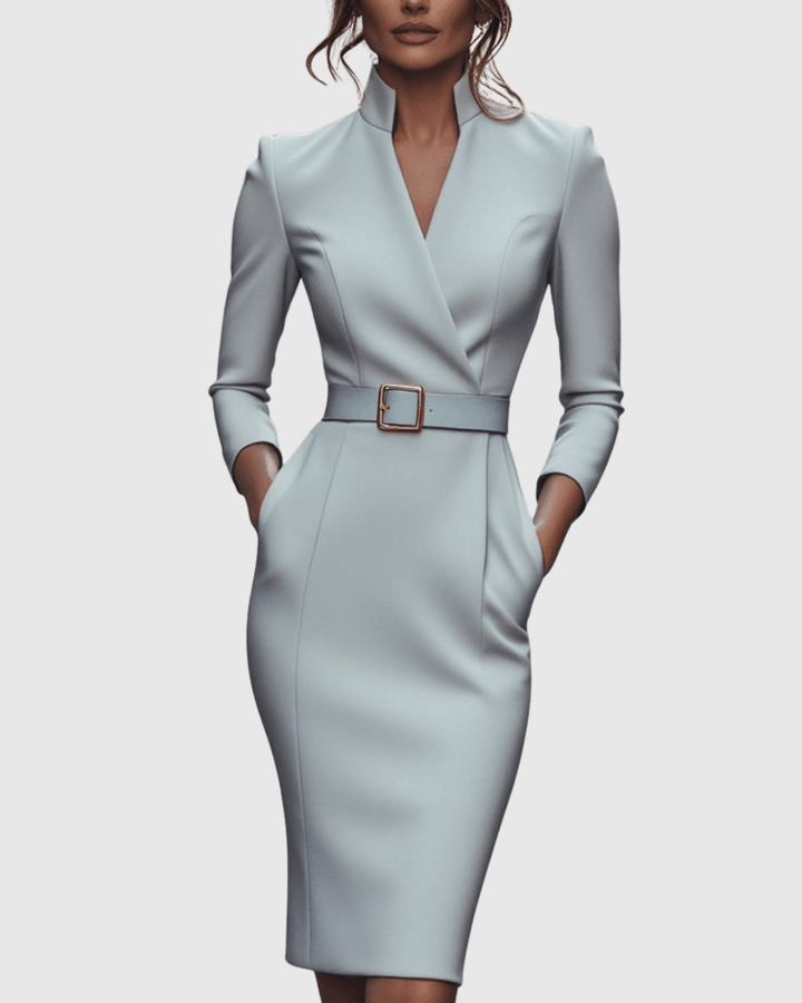 Claribel | Elegant Belted Bodycon Midi Dress for Women