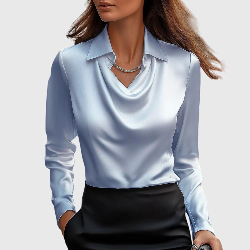 Brooklyn | Woman’s Satin Cowl Neck Blouse Elegant Blouse