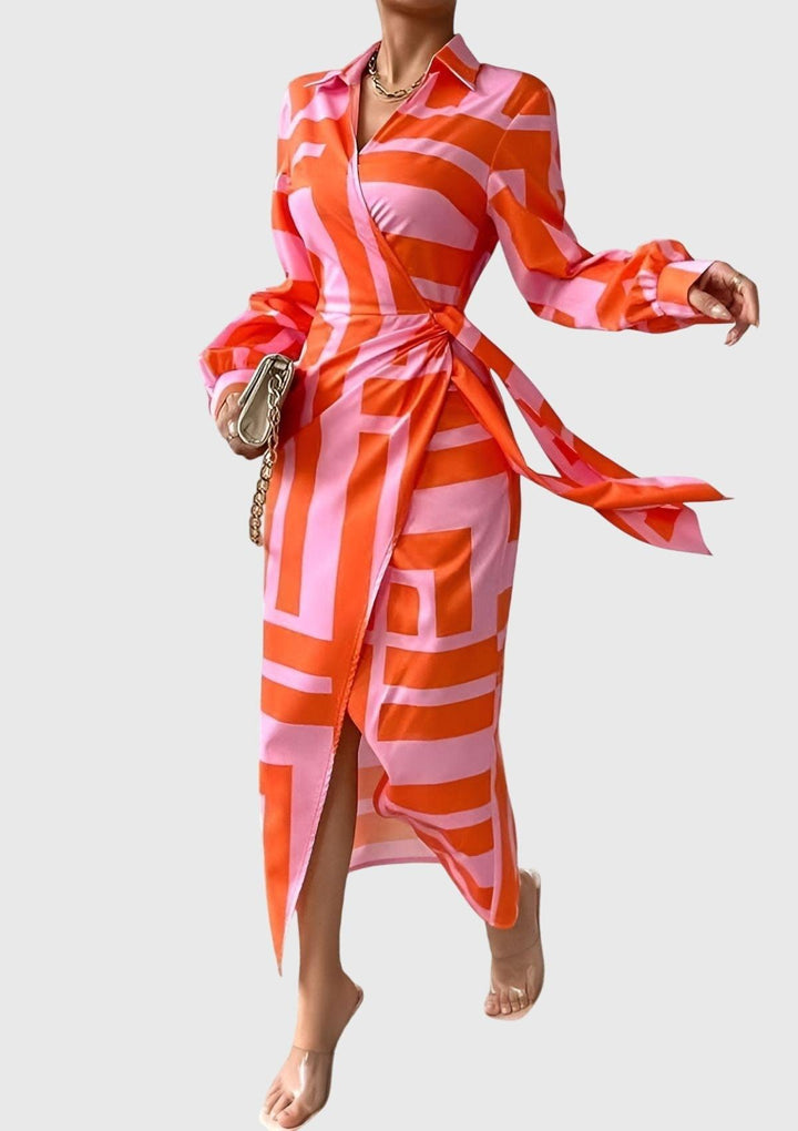 Everly | Woman’s Elegant Wrap Dress With Print Vacation Wear