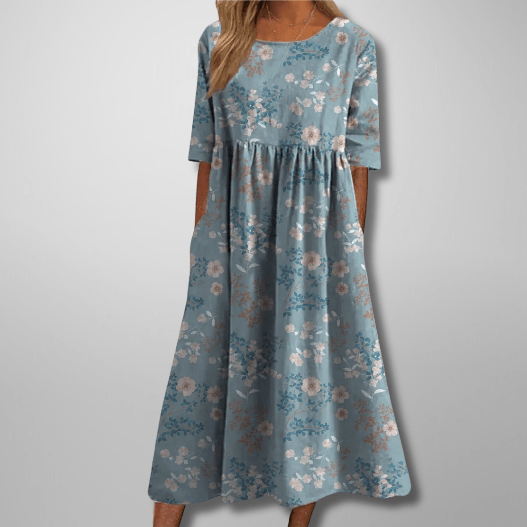 Gail| Woman’s Relaxed Floral Midi Dress Casual Wear