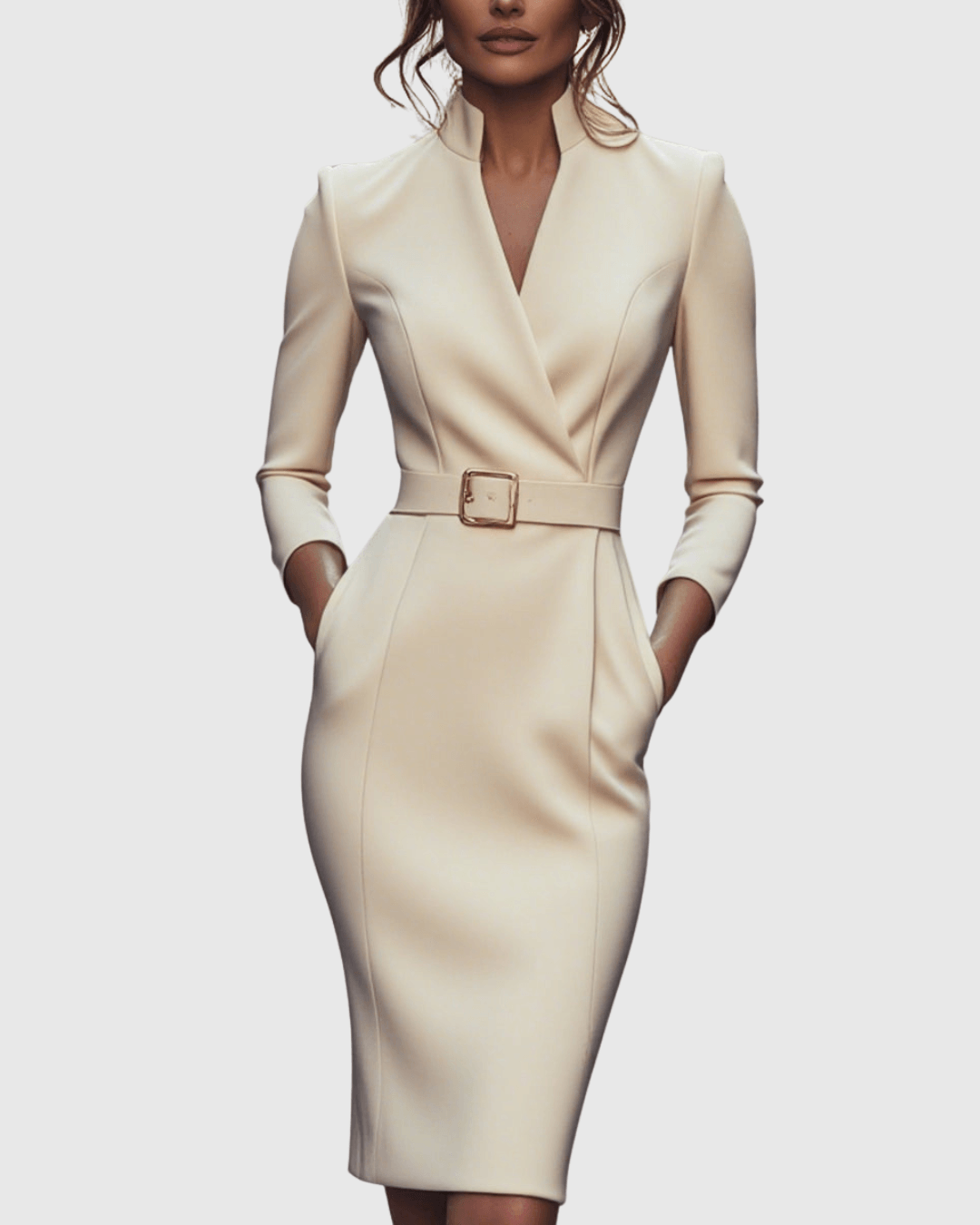 Claribel | Elegant Belted Bodycon Midi Dress for Women