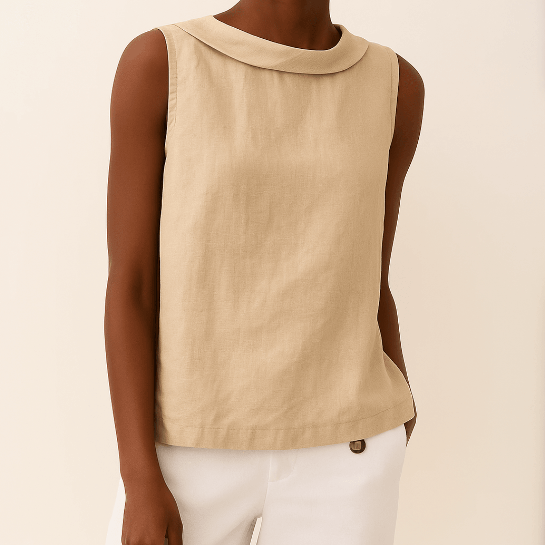 Maria| Woman’s Sleeveless Roll Collar Top
