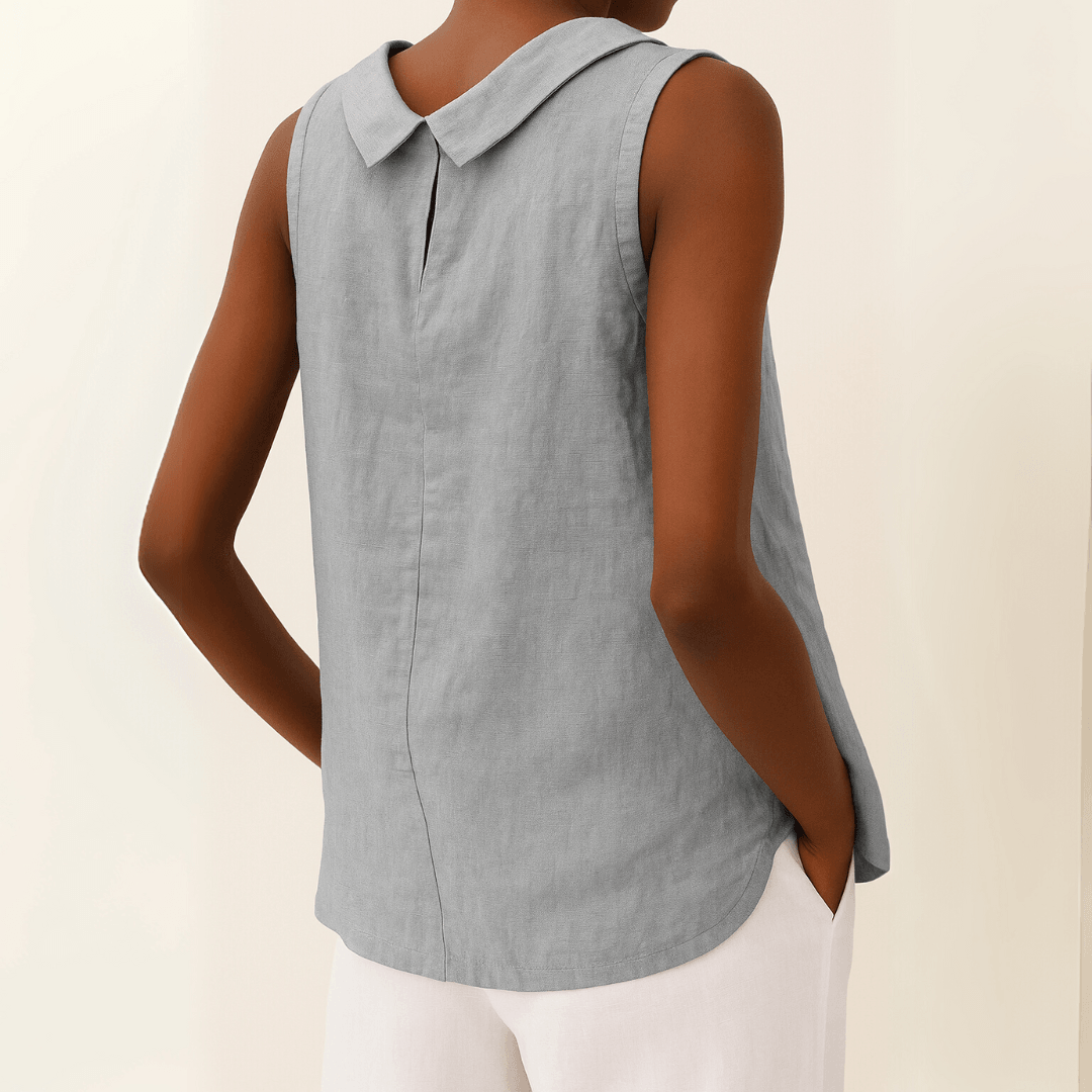 Maria| Woman’s Sleeveless Roll Collar Top