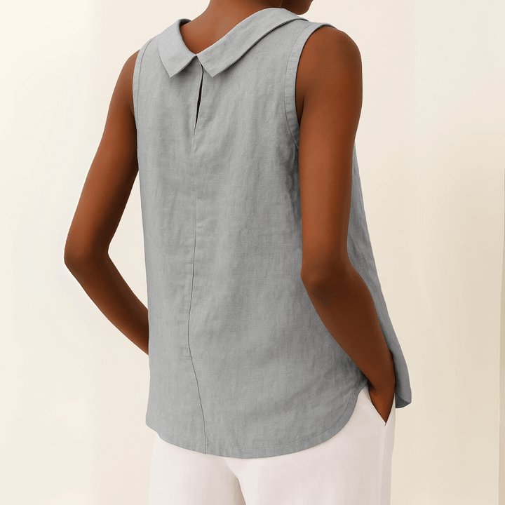 Maria| Woman’s Sleeveless Roll Collar Top