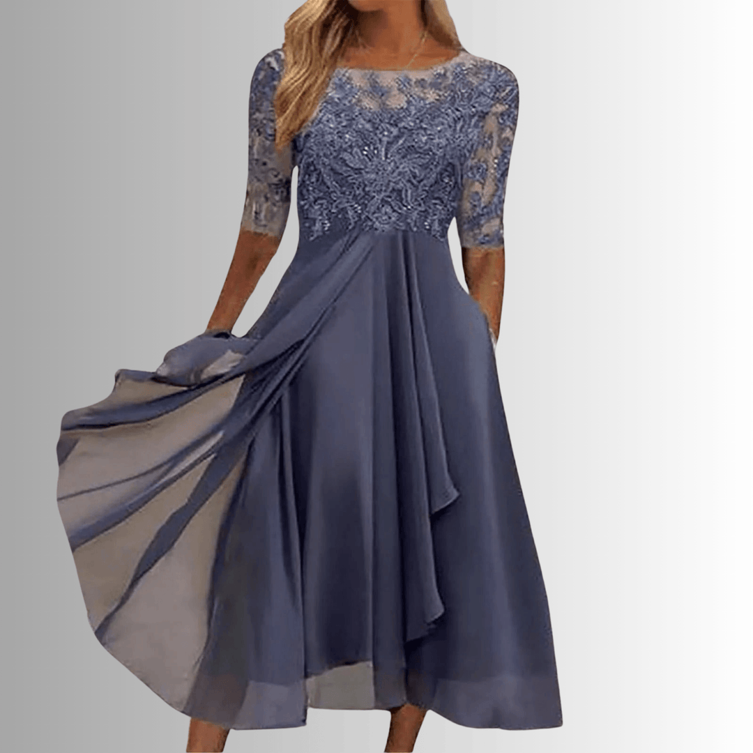 Rhonda | Woman’s Elegant Lace Midi Evening Dress