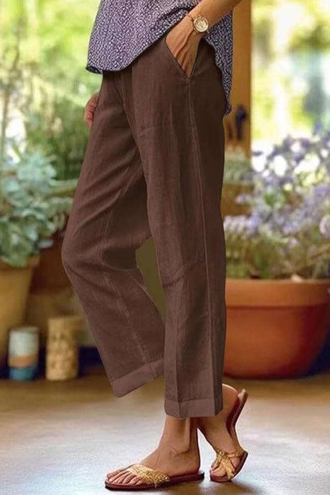 Rita | Women’s Relaxed Fit Cropped Linen Trousers Summer Wear