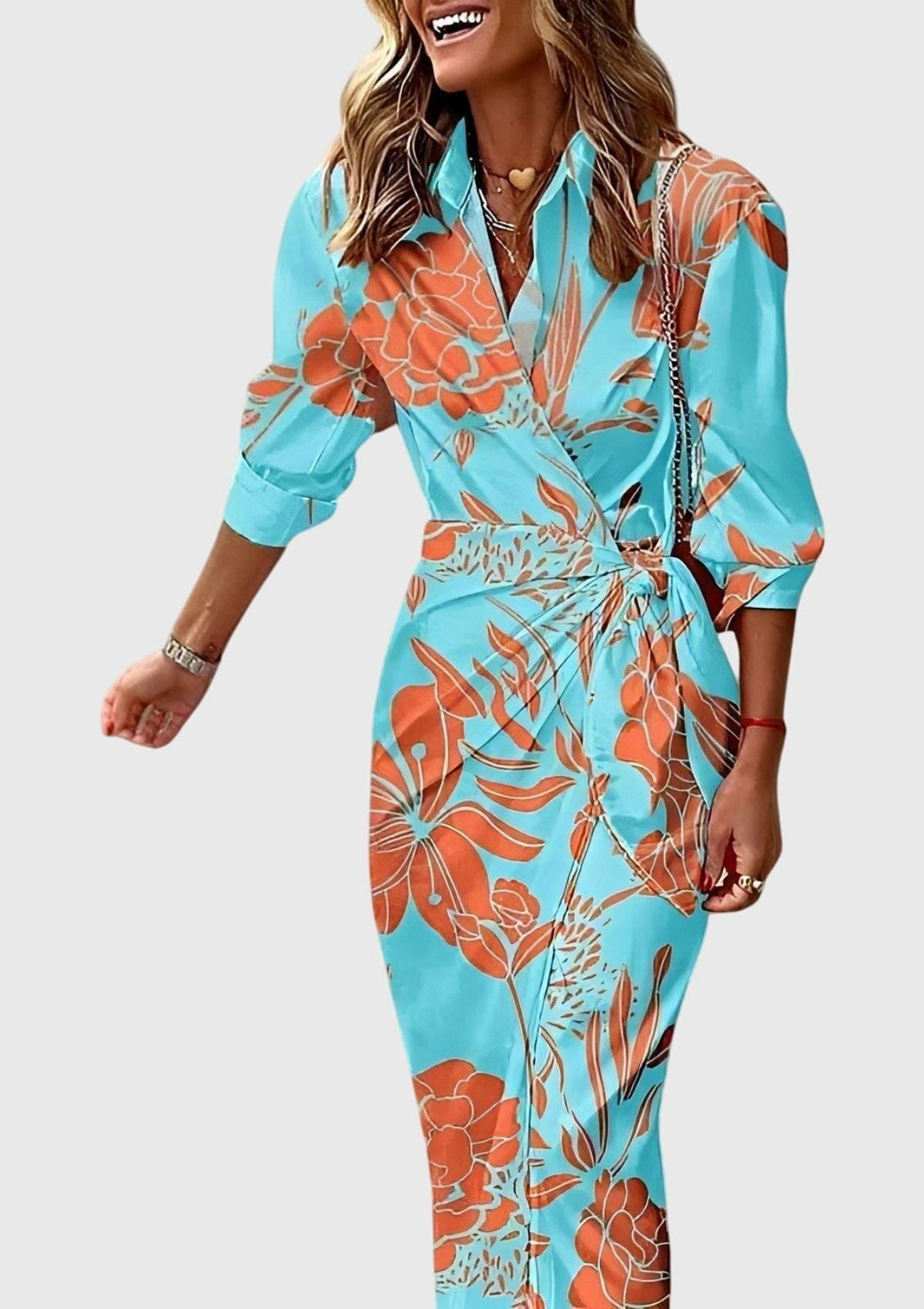 Everly | Woman’s Elegant Wrap Dress With Print Vacation Wear