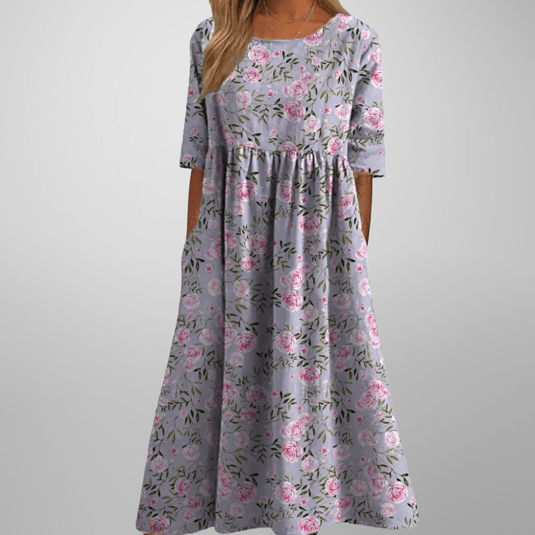 Gail| Woman’s Relaxed Floral Midi Dress Casual Wear