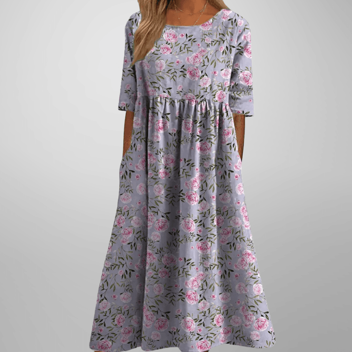 Gail| Woman’s Relaxed Floral Midi Dress Casual Wear