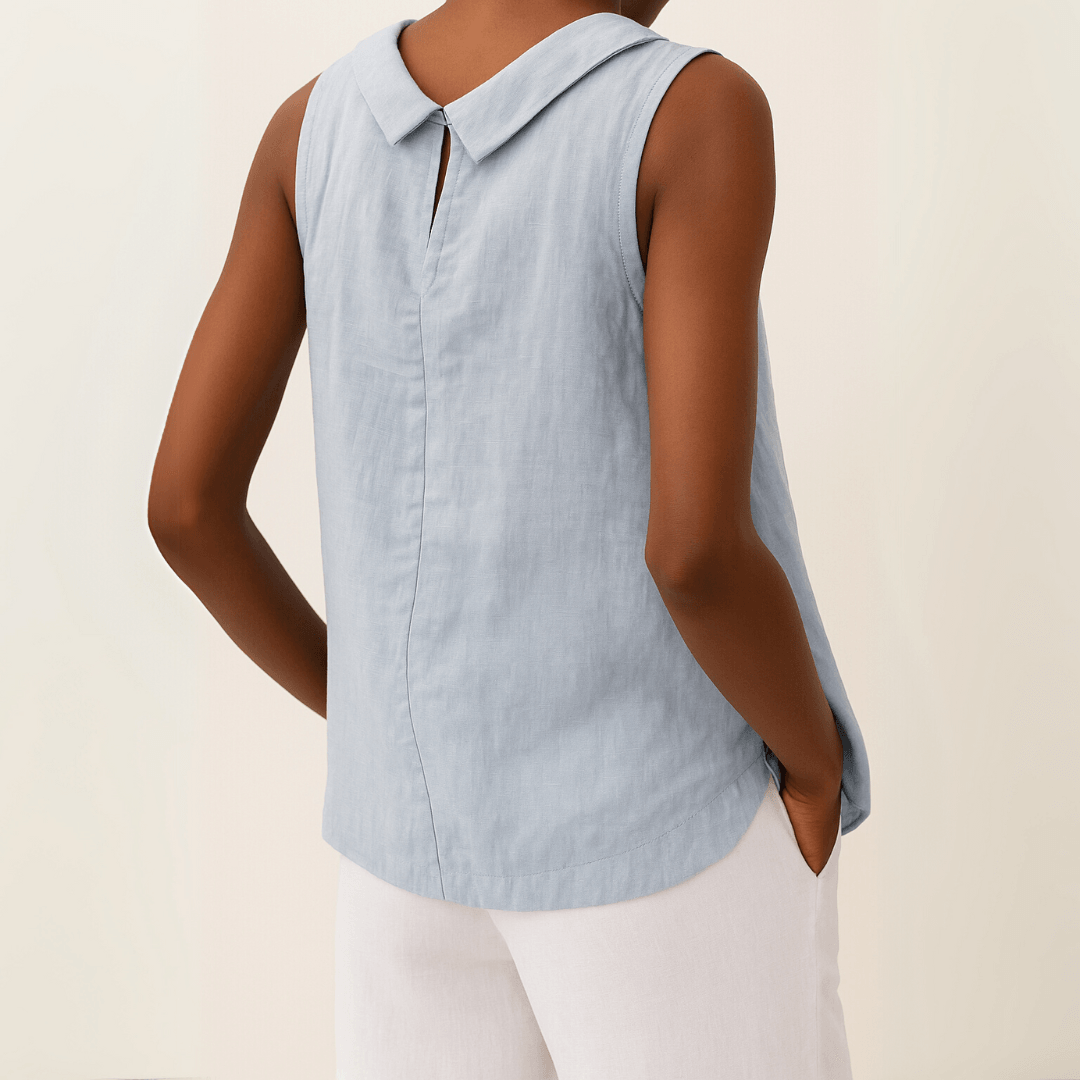 Maria| Woman’s Sleeveless Roll Collar Top